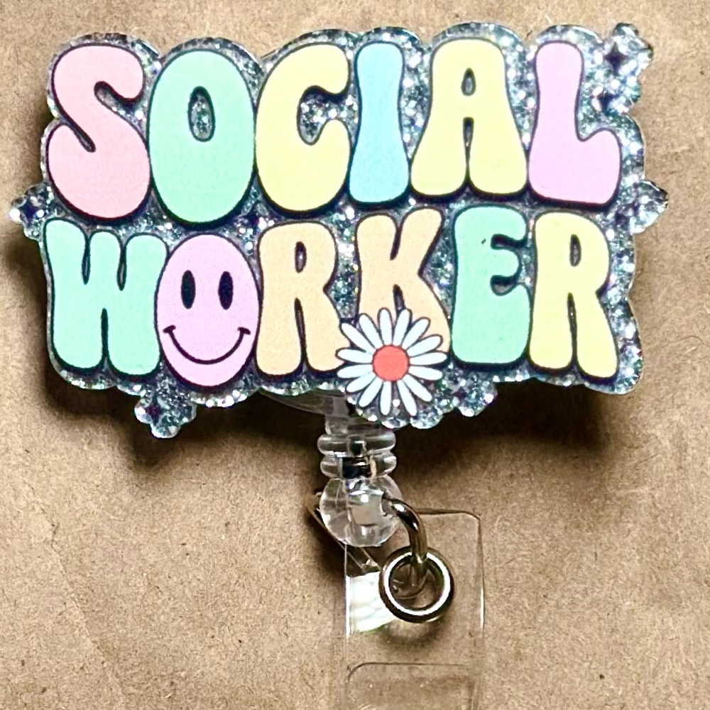 Colorful Social Worker Badge Reel